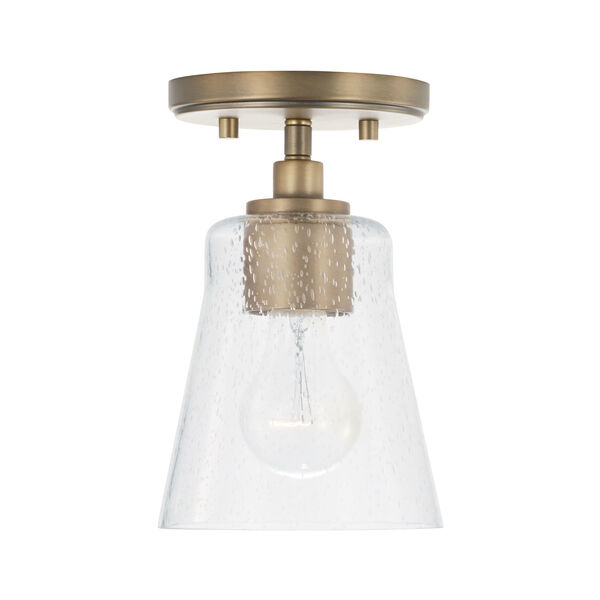 HomePlace Baker Aged Brass One-Light Mi Pendant with Clear Seeded Glass, image 1