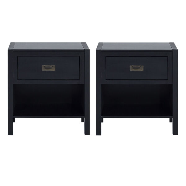 Lydia Black Single Drawer Solid Wood Nightstand, Set of Two, image 4