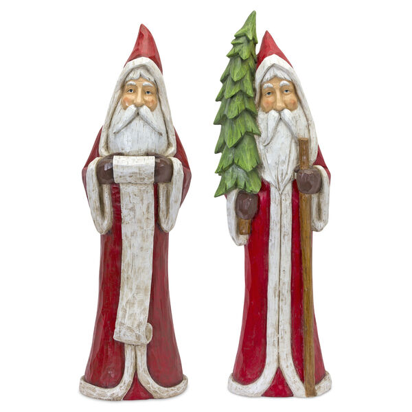 Red and White 38-Inch Assorted Santa Figurine, Set of 2, image 1