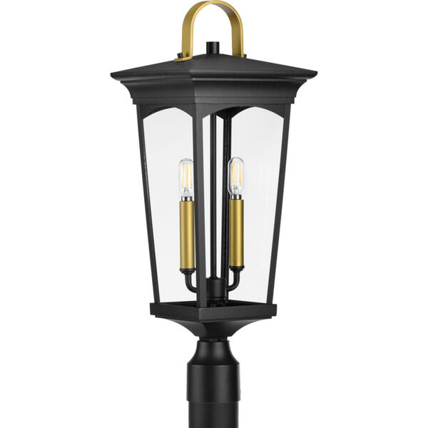 Chatsworth Textured Black Nine-Inch Two-Light Outdoor Post Mount with Clear Shade, image 1