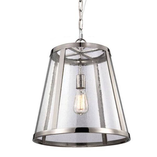 Layton Polished Nickel One-Light Pendant with Clear Glass, image 1