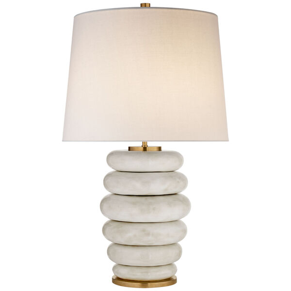 Phoebe Stacked Table Lamp in Antiqued White with Linen Shade by Kelly Wearstler, image 1