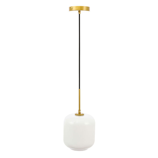 Collier Brass Seven-Inch One-Light Mini Pendant with Frosted White Glass, image 5