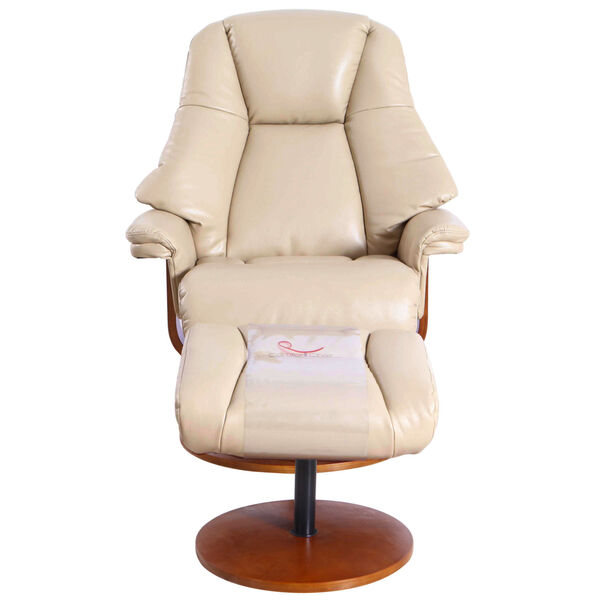 Loring Walnut Tan Breathable Air Leather Manual Recliner with Ottoman, image 5