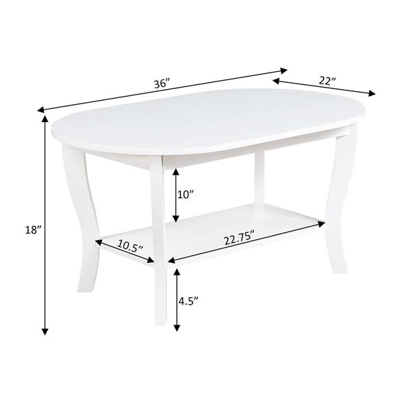 American Heritage White Oval Coffee Table with Shelf, image 3