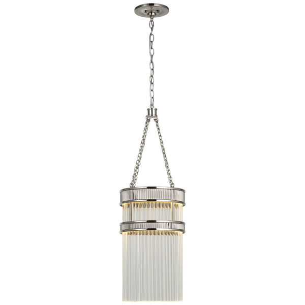 Menil Small Chandelier in Polished Nickel with Crystal Rods by Marie Flanigan, image 1