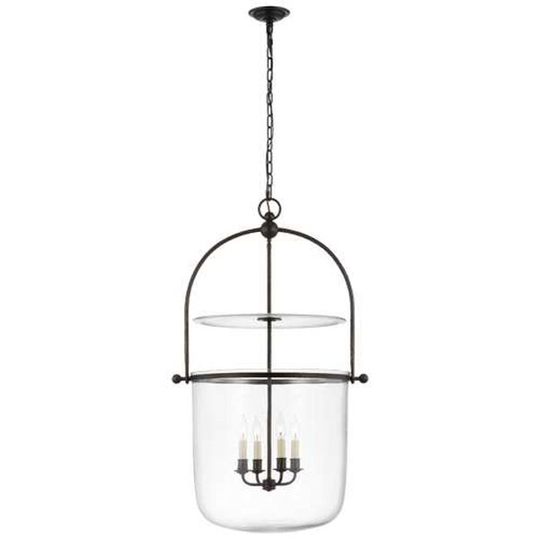 Lorford Four-Light Large Smoke Bell Lantern Pendant by Chapman and Myers, image 1