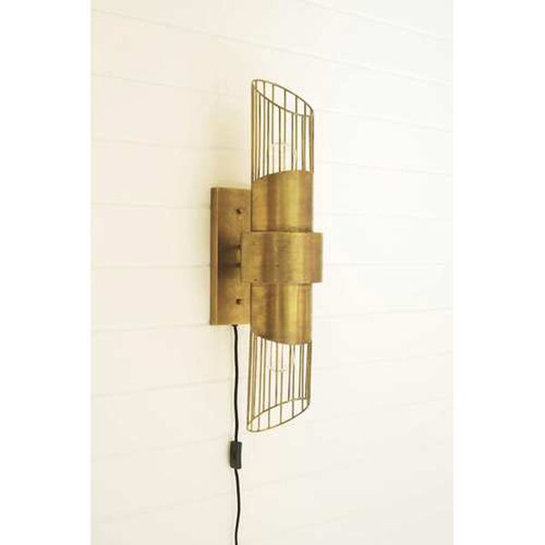 Gold Brass Finish Metal Wall Sconce Light, image 1