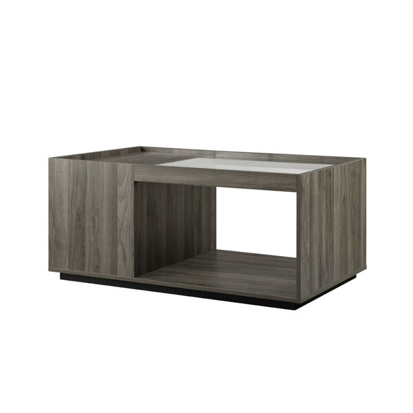 Talia Slate Gray Storage Coffee Table with Glass Top, image 2
