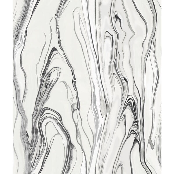 Impressionist Black Liquid Marble Wallpaper, image 1