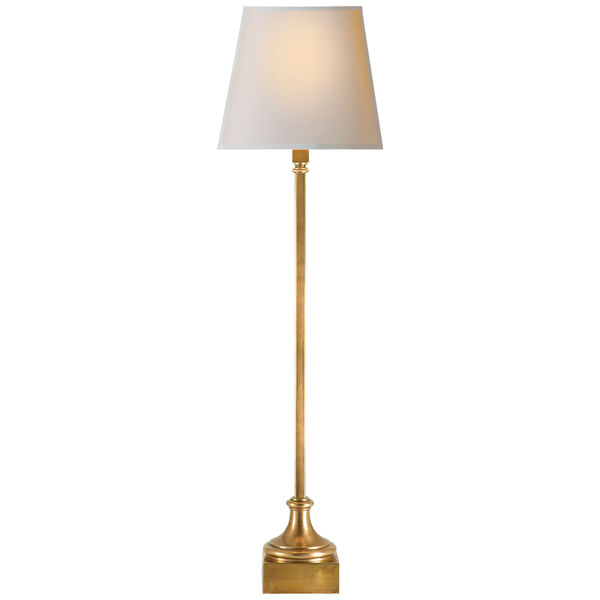 Cawdor Buffet Lamp in Antique-Burnished Brass with Natural Paper Shade by Chapman and Myers, image 1