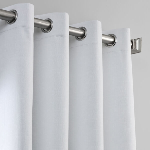 White Italian Textured Faux Linen Hotel Blackout Grommet Curtain Single Panel, image 2