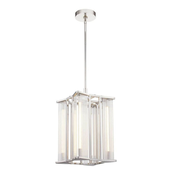 Sabre Polished Nickel LED Pendant with Ribbed Glass, image 1