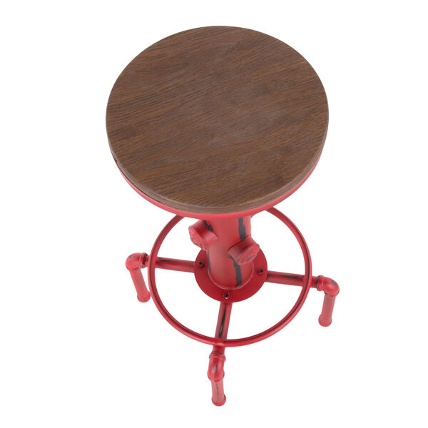 Hydra Vintage Red and Brown Bar Stool with Foot Ring, image 6