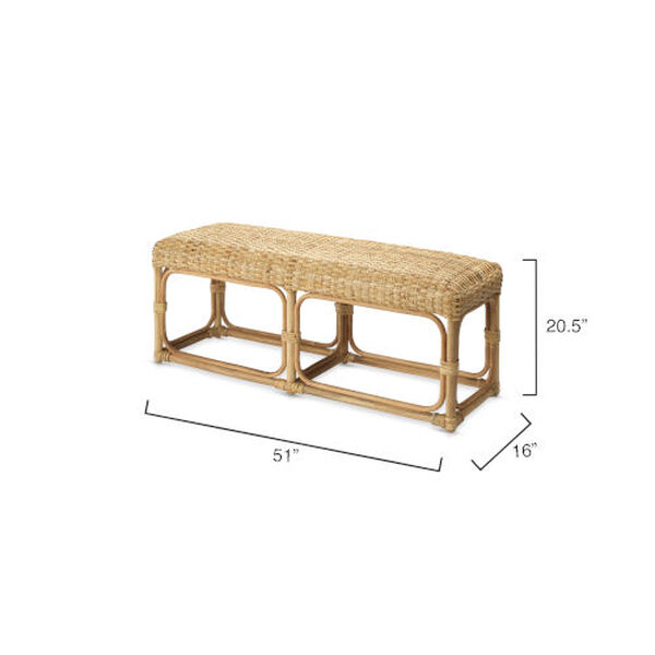 Avery Natural Rattan Bench, image 4