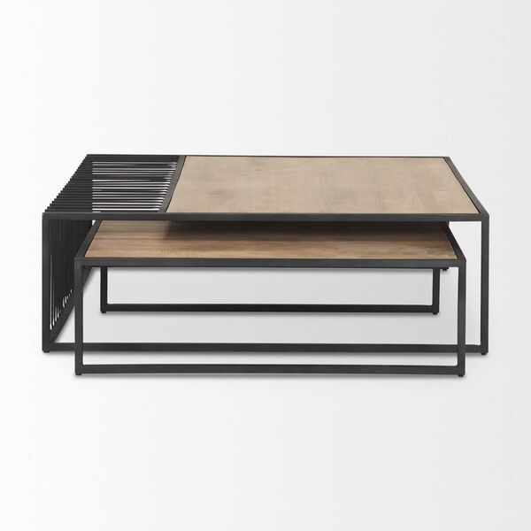 Miles Black Metal With Light Wood Nesting Coffee Tables (Set of 2), image 3