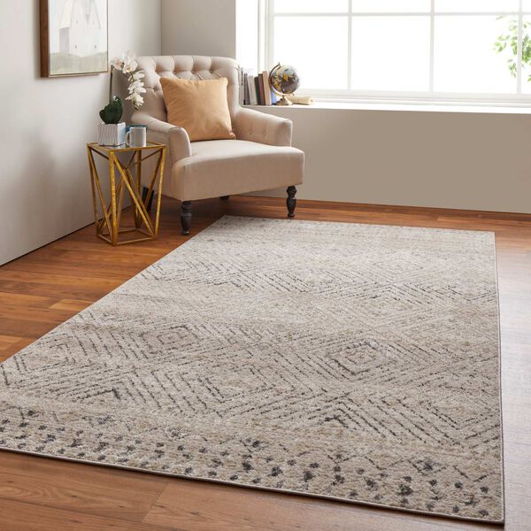 Camellia Global Geometric Ivory Gray Rectangular 4 Ft. 3 In. x 6 Ft. 3 In. Area Rug, image 4