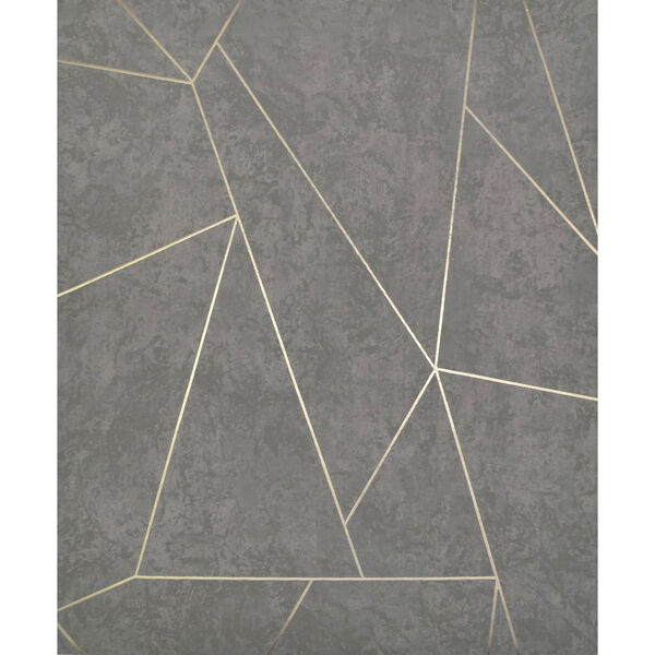 Antonina Vella Modern Metals Nazca Dark Grey and Gold Wallpaper, image 1