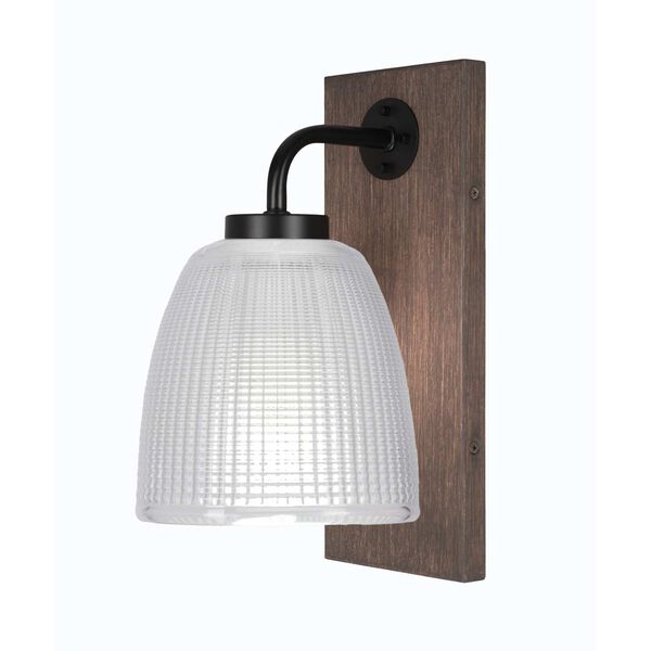 Oxbridge Matte Black One-Light Wall Sconce with Clear Ribbed Glass, image 1
