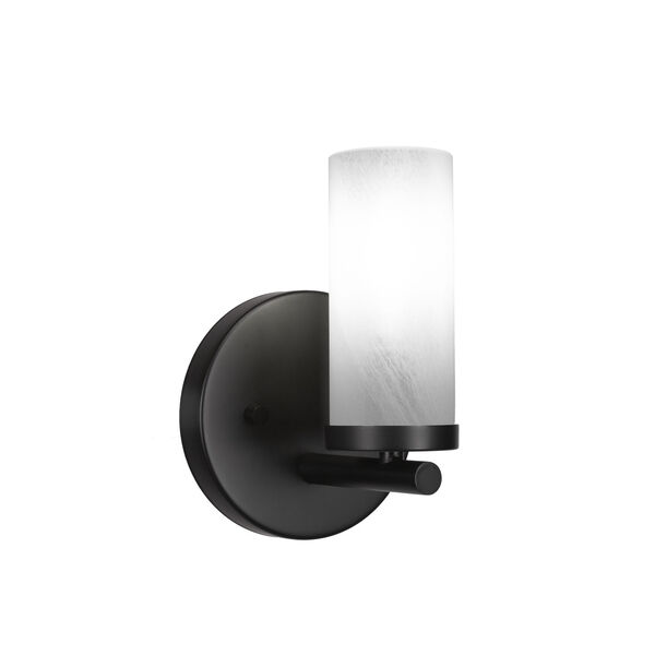 Trinity Matte Black One-Light Wall Sconce with White Marble Glass, image 1
