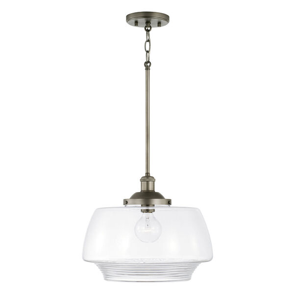 Miller Graphite One-Light Pendant with Clear Ribbed Glass, image 1