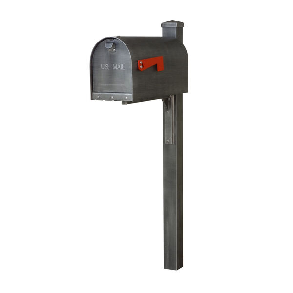Titan Steel Curbside Swedish Silver Mailbox and Wellington Mailbox Post, image 1