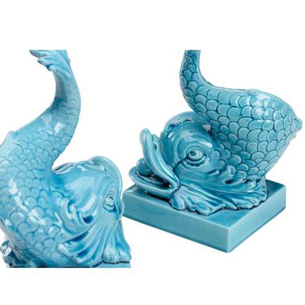 Newport Mansions Turquoise Glaze Italian Renaissance Dolphin Figurine, Set of 2, image 9