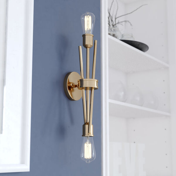 Estelle Natural Brass Two-Light Wall Sconce, image 2