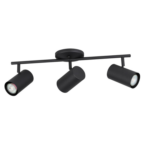 Calloway Structured Black Three-Light LED Fixed Track Light with Metal Cylinder Shades, image 1
