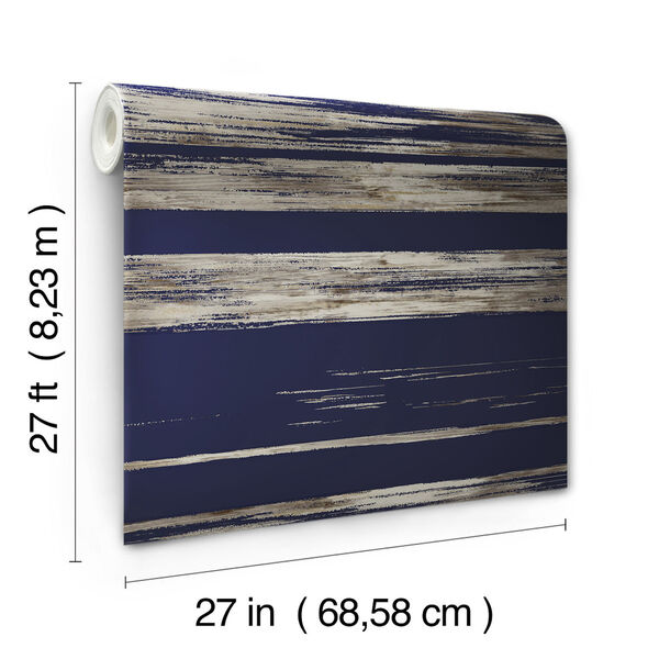 Ronald Redding 24 Karat Navy Horizontal Dry Brush Wallpaper, image 4