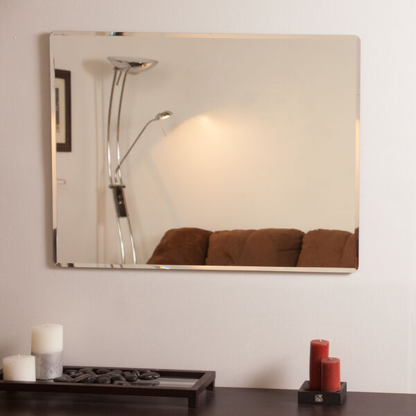 Vera Silver 24 x 40-Inch Rectangular Beveled Frameless Bathroom Mirror, image 5
