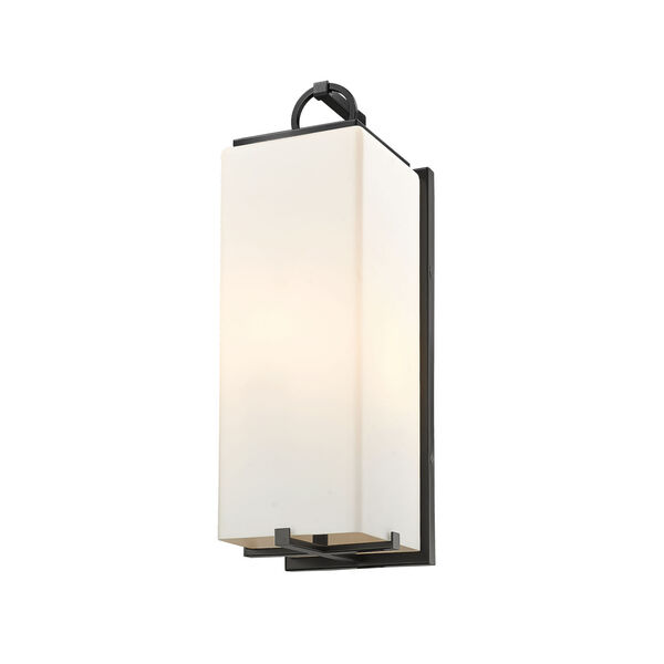 Sana Black Three-Light Outdoor Wall Sconce with White Opal Shade, image 2