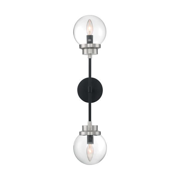 Axis Matte Black and Brushed Nickel Two-Light Wall Sconce, image 3