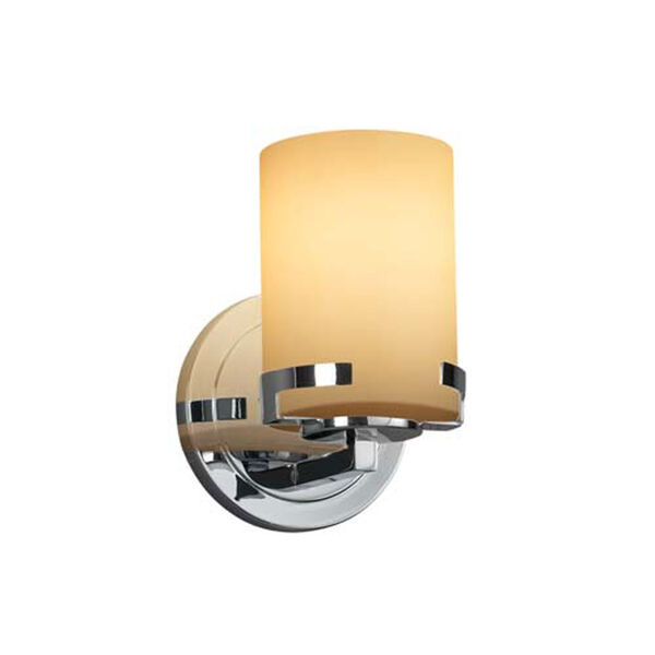Fusion - Atlas Matte Black One-Light Wall Sconce with Cylinder Flat Rim Caramel Shade, image 1