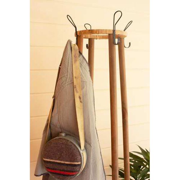 Rattan Wood Tall Rattan Coat Rack With Umbrella Basket, image 3