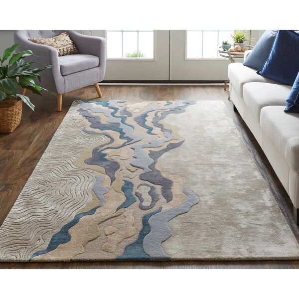 Serrano Abstract Tan Brown Blue Rectangular 3 Ft. 6 In. x 5 Ft. 6 In. Area Rug, image 2