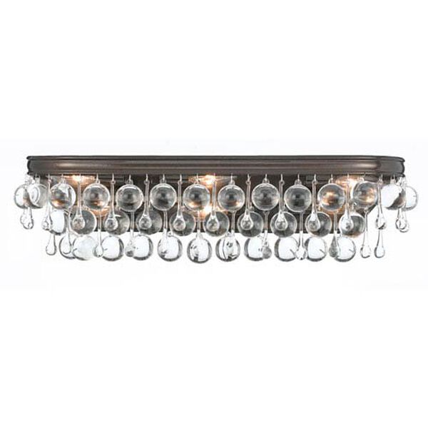 Hopewell Bronze Six-Light Vanity with Clear Crystal, image 1