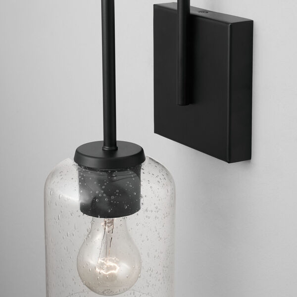 HomePlace Carter Matte Black Sconce with Clear Seeded Glass, image 3
