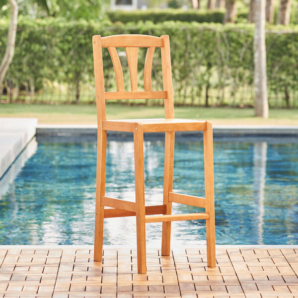Kapalua Oil-Rubbed Honey Eucalyptus Wooden Outdoor Bar Chair, image 1