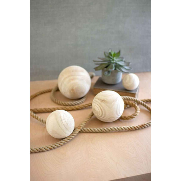 Natural Wooden Spheres, Set of Four, image 1