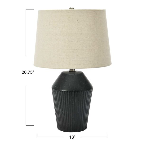 Black One-Light 13-Inch Stoneware Round Desk Lamp, image 5