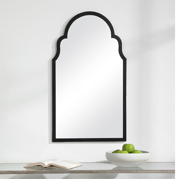 Aster Satin Black Arch Wall Mirror, image 1
