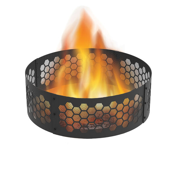 Black Round Honeycomb Fire Ring, image 2