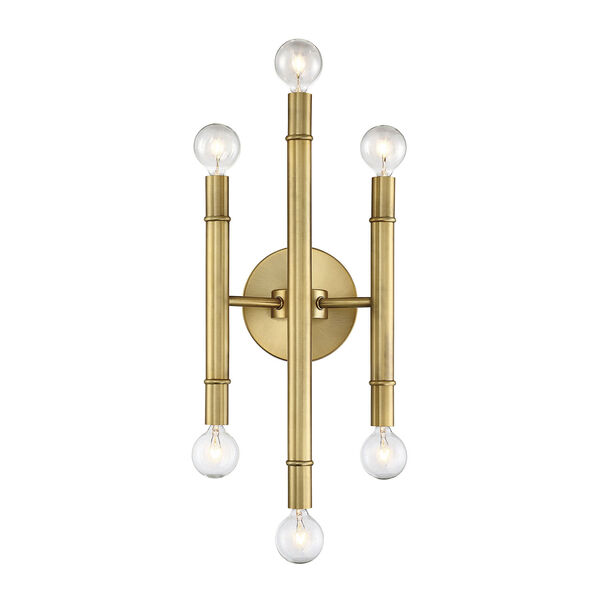 Nicollet Natural Brass Six-Light Wall Sconce, image 1