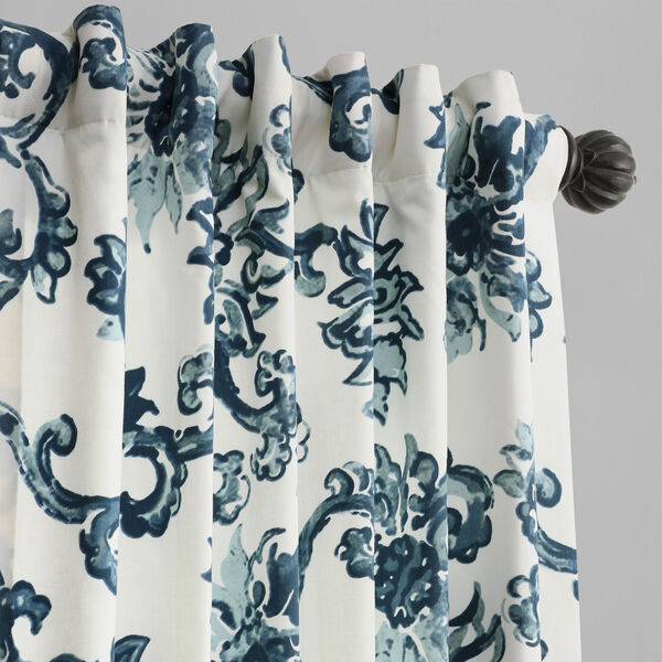 Indonesian Blue Printed Cotton Twill Single Panel Curtain 50 x 108, image 5