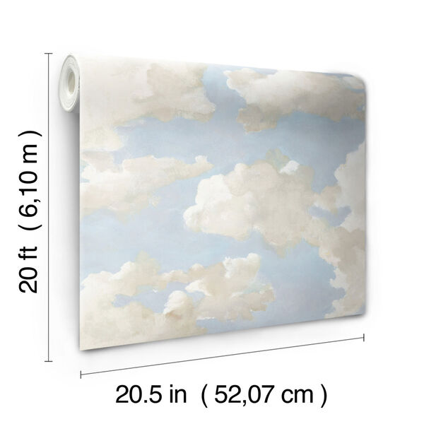 Clouds and Canvas Blue Children and Nursery Peel and Stick Wallpaper, image 5