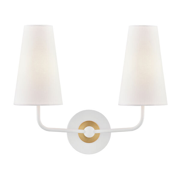 Merri Aged Brass and White Two-Light Wall Sconce, image 1