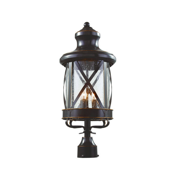 England Coast 21 3/4-Inch High Post Top in Bronze with Clear Seeded Glass, image 1