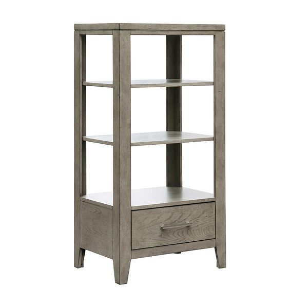 Essex Gray Wood Display Bookcase with Storage-Drawer, image 6
