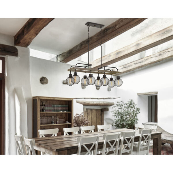 Forio Pine and Iron Eight-Light Chandelier, image 3